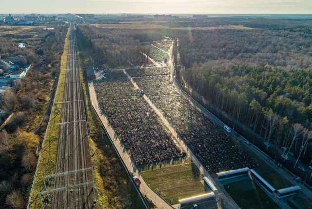 Бутовское кладбище в Москве, разница в полгода (фото)